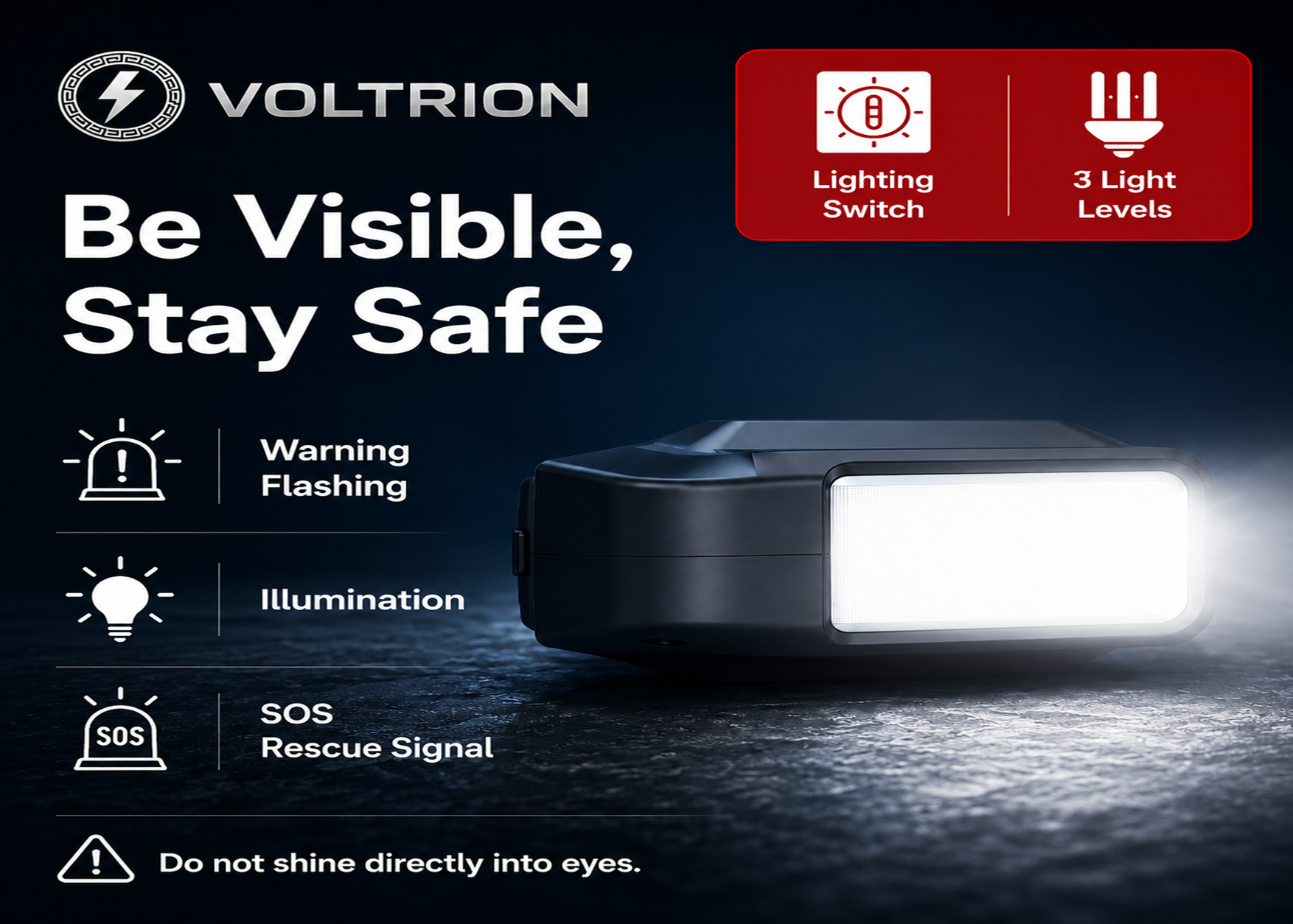 VOLTRION VJS1 LED emergency light at dusk